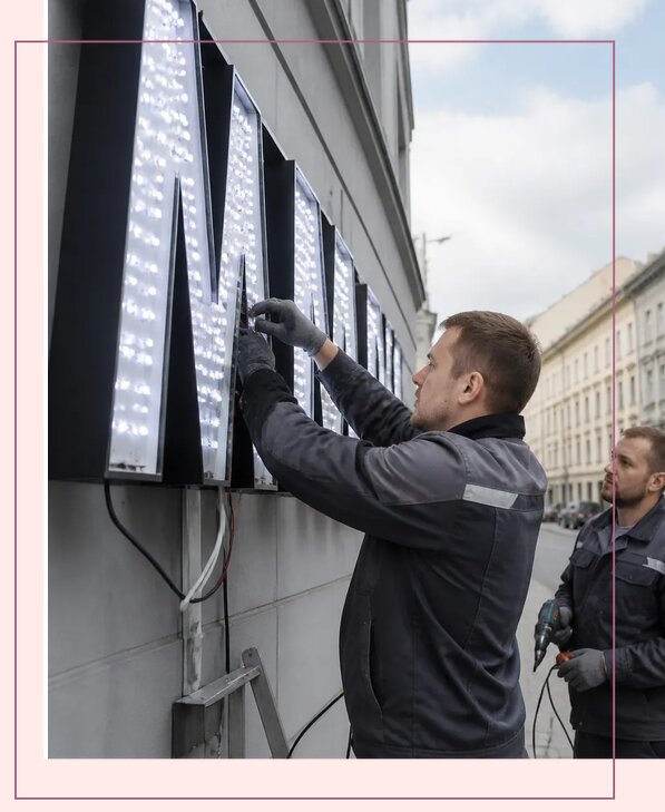 Изготовление и монтаж светодиодных LED вывесок в Муравленке